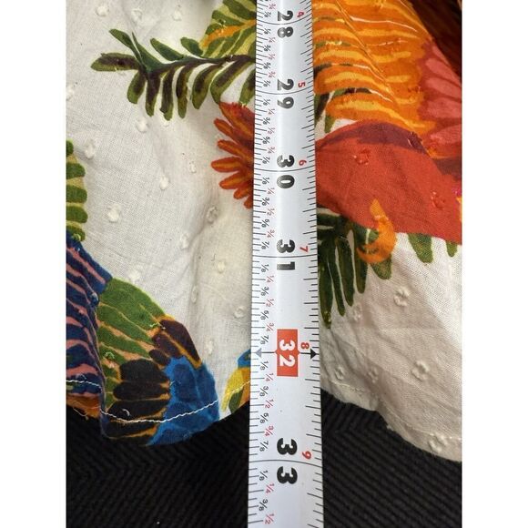 Farm Rio Tropical Birds Mini Dress Small Boho Ruffle Sleeve 100% Cotton - Picture 11 of 13